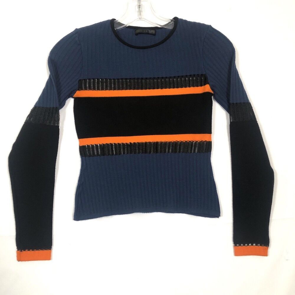 RVN Cropped Long Sleeve Mesh Top Multicolor Women's Size Small